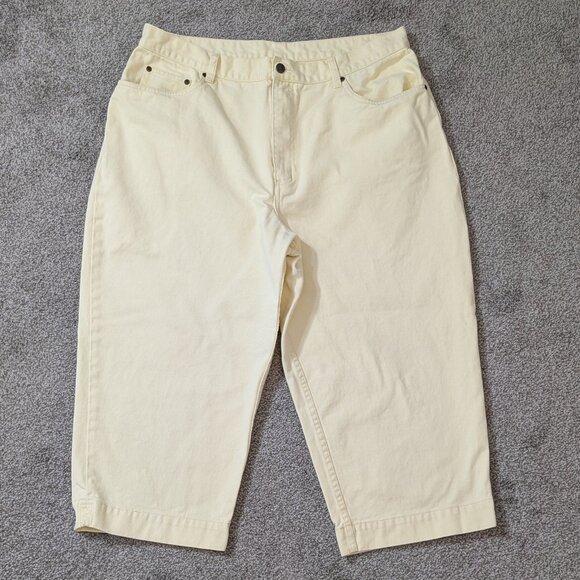L.L. BEAN Pale Yellow Cotton Denim High Rise Jean Capris Skimmers; Size 20P - Picture 1 of 4